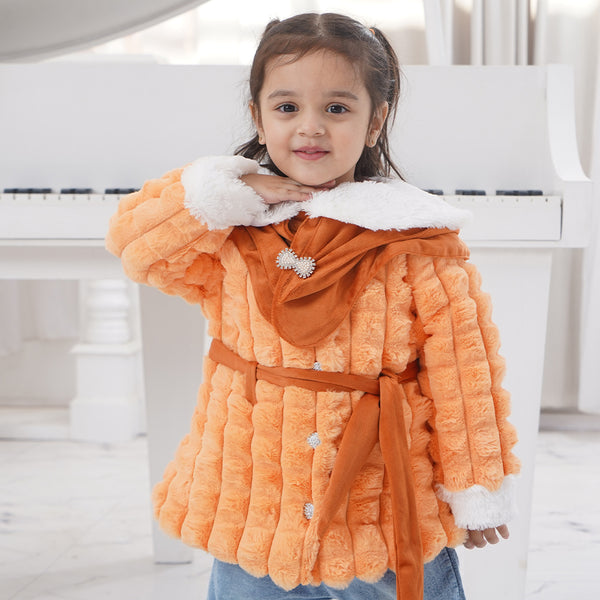 Girls' Winter Jacquard Fur & Denim pant set