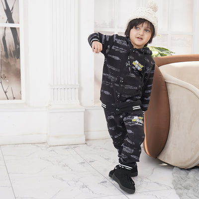 Boys Winter Printed Jacket with Inner Shirt & Trouser