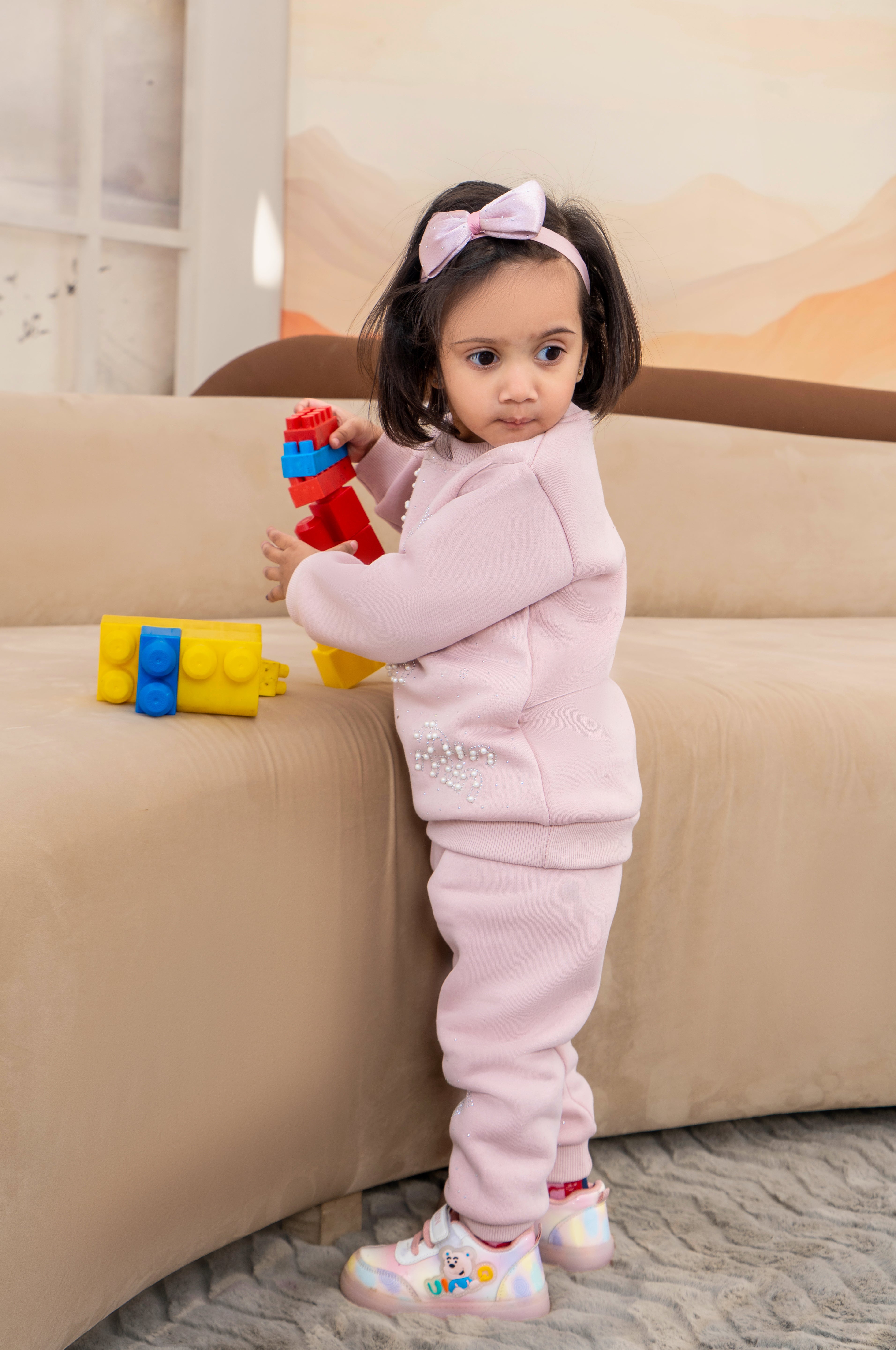 Girls Winter Fleece Sweatshirt & Trouser Set
