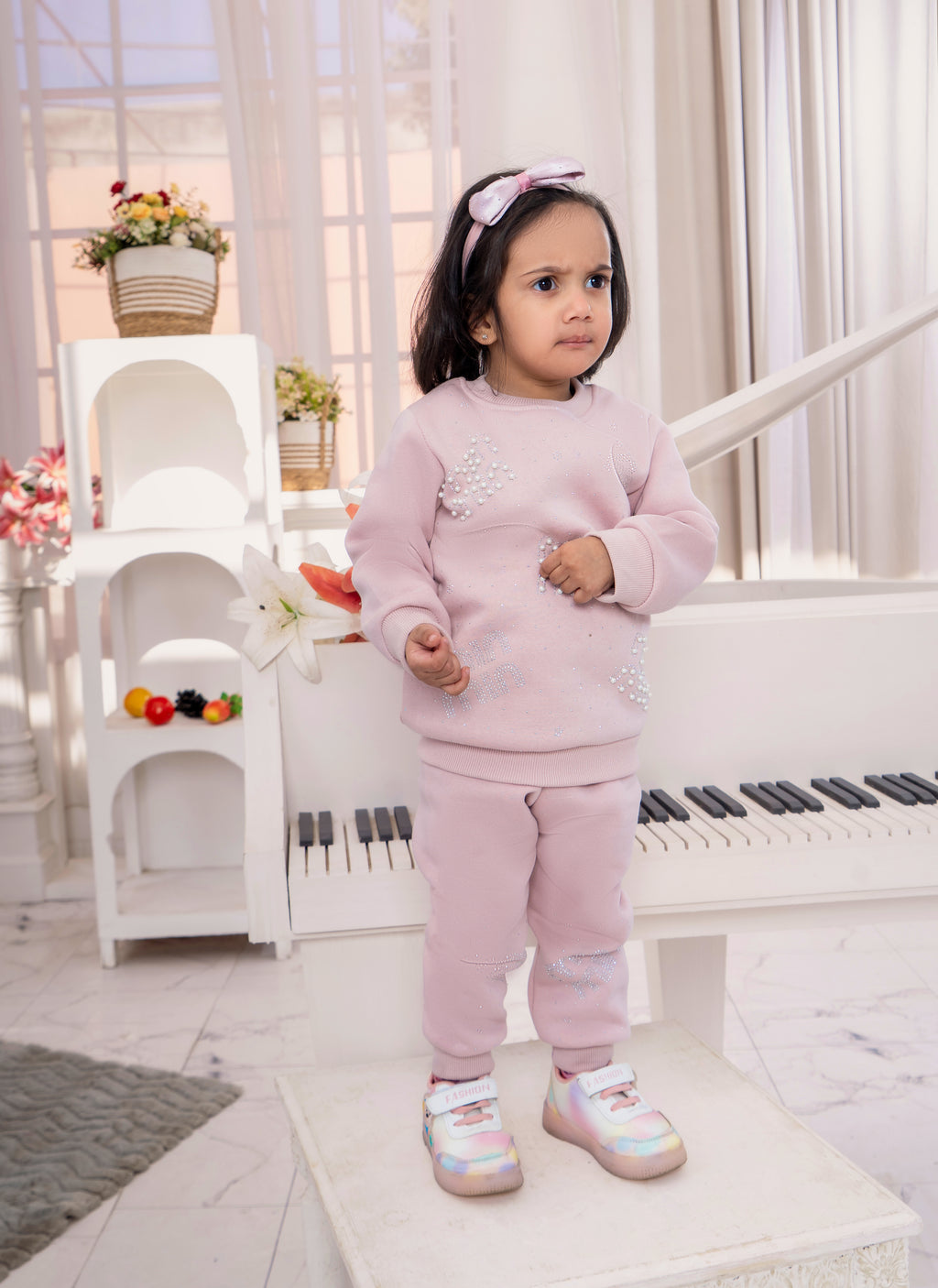 Girls Winter Fleece Sweatshirt & Trouser Set