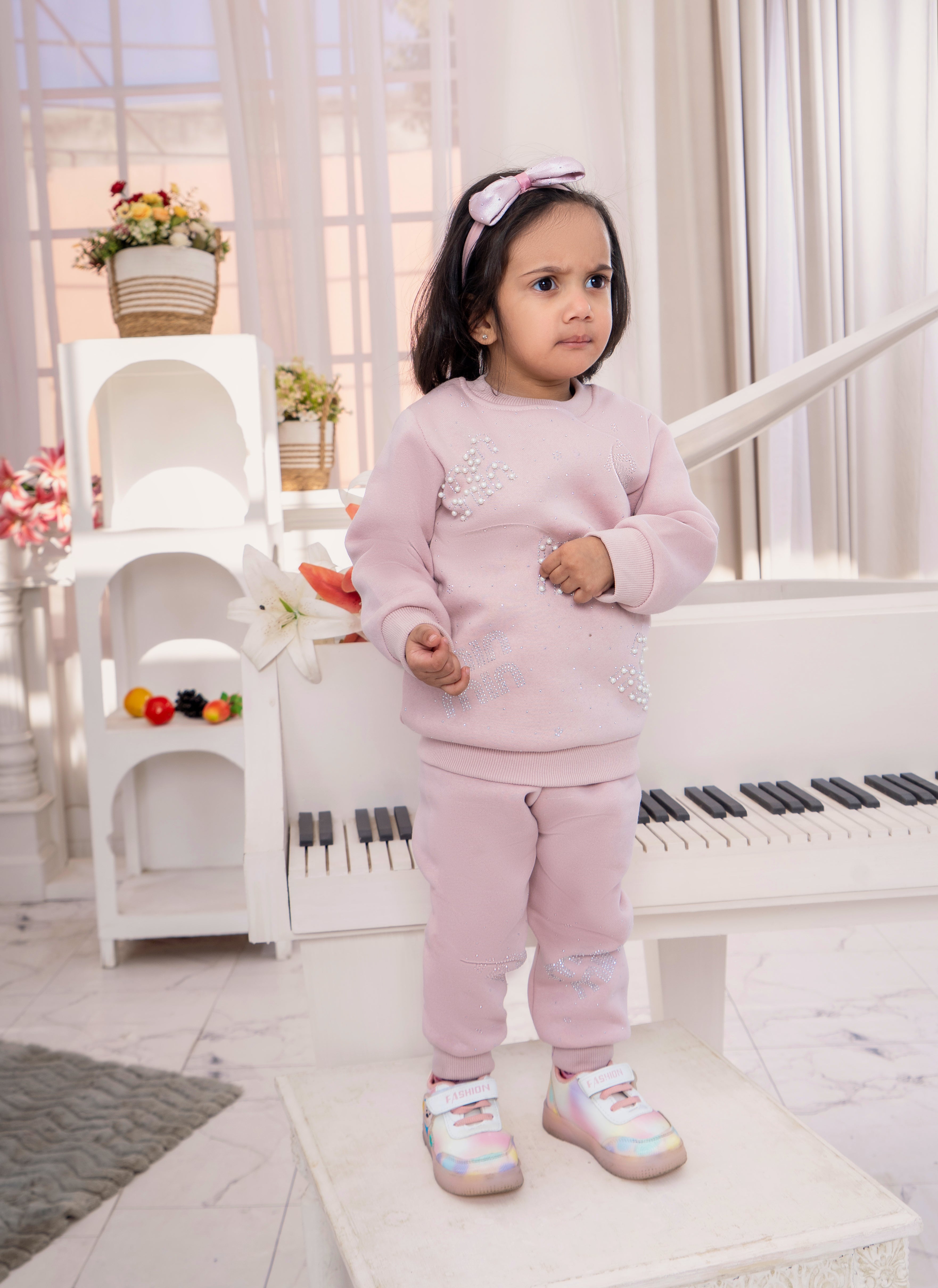 Girls Winter Fleece Sweatshirt & Trouser Set