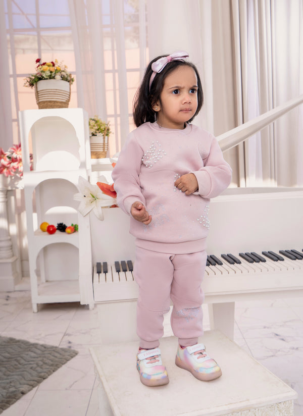 Girls Winter Fleece Sweatshirt & Trouser Set