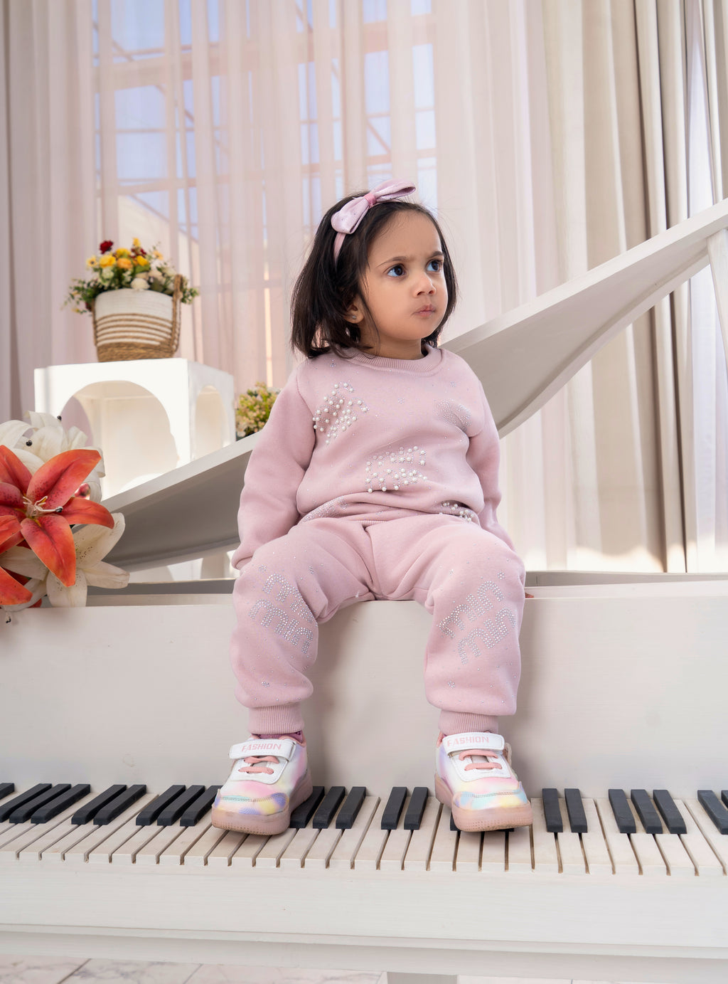 Girls Winter Fleece Sweatshirt & Trouser Set