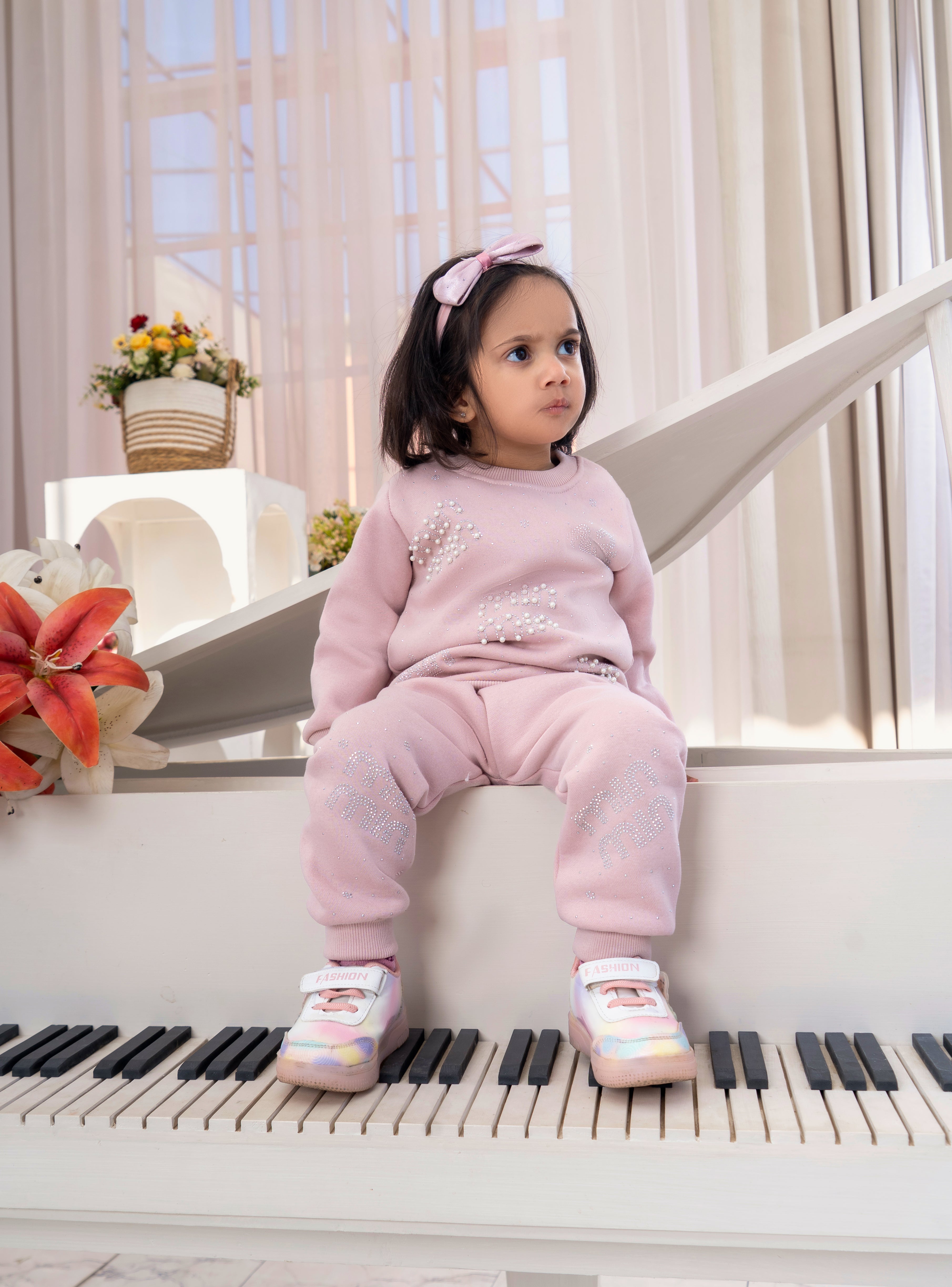 Girls Winter Fleece Sweatshirt & Trouser Set